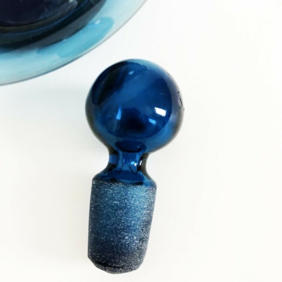 Peedee Barware Set Blue Glass Decanter 4pc Mid Century Modern Retro Vintage - Picture 5 of 8